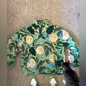 Parks Project UO Exclusive Peace Leaves Fleece Mock Neck Sweatshirt